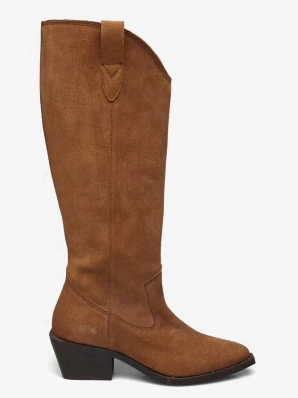 Bianco Suede Western Booties Camel Brown Women 39 US 8 Cowboy Boots Winter